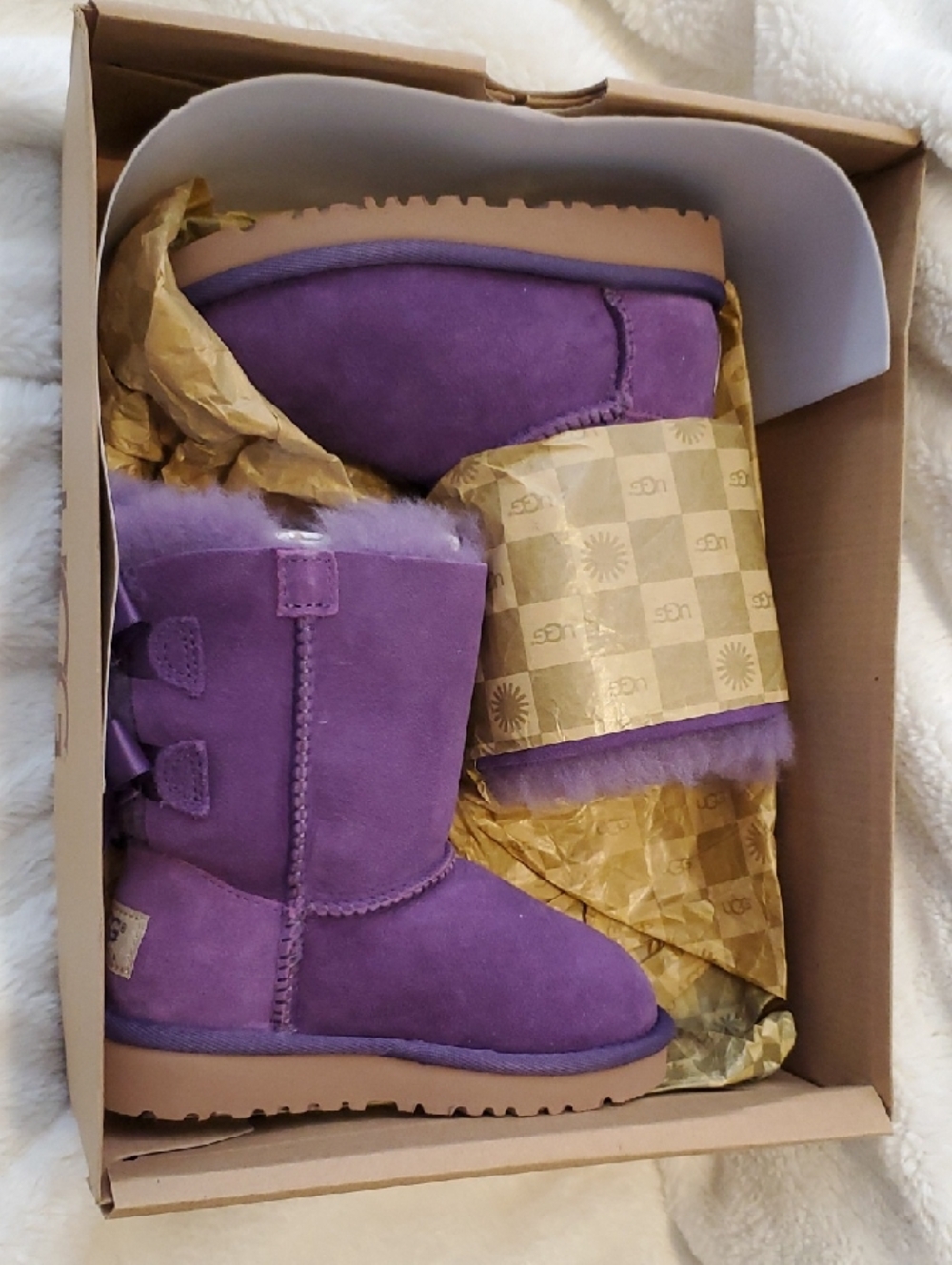 Brand New UGG Girl's Purple Boots with Back Bows